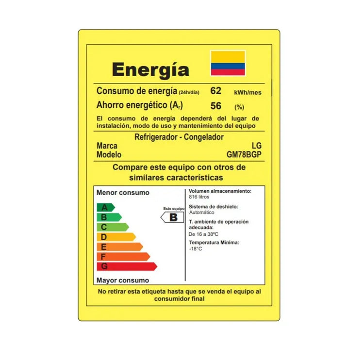 Nevecon LG Tipo Europeo 816 Litros | Color Gris | SKU: GM78BGP